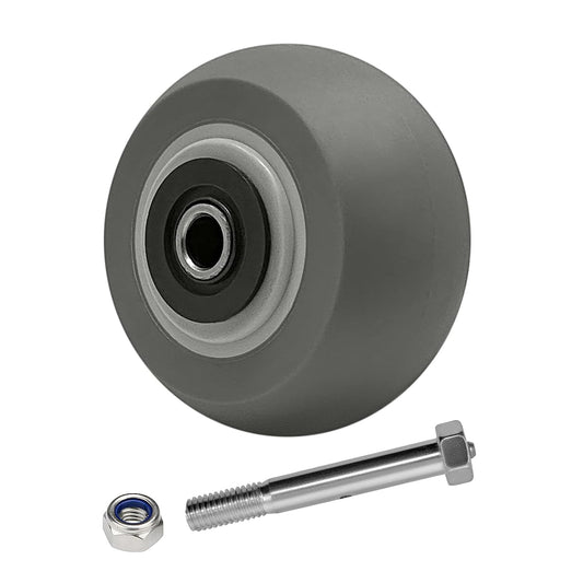 Thermoplastic Rubber Wheel (Crowned Tread), Roller Bearing-1/2" Bore, Industrial Wheel 700 lbs Capacity Per Wheel