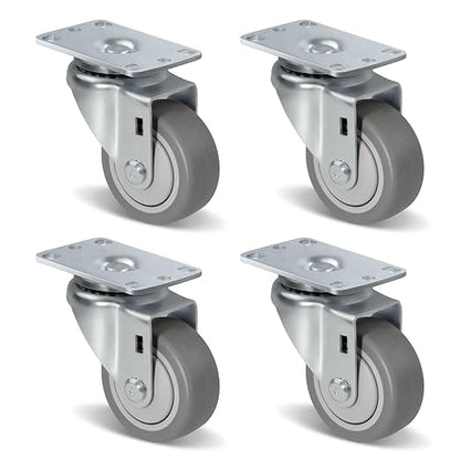 1.5" Wide Heavy Duty Gray Quite Rubber Casters