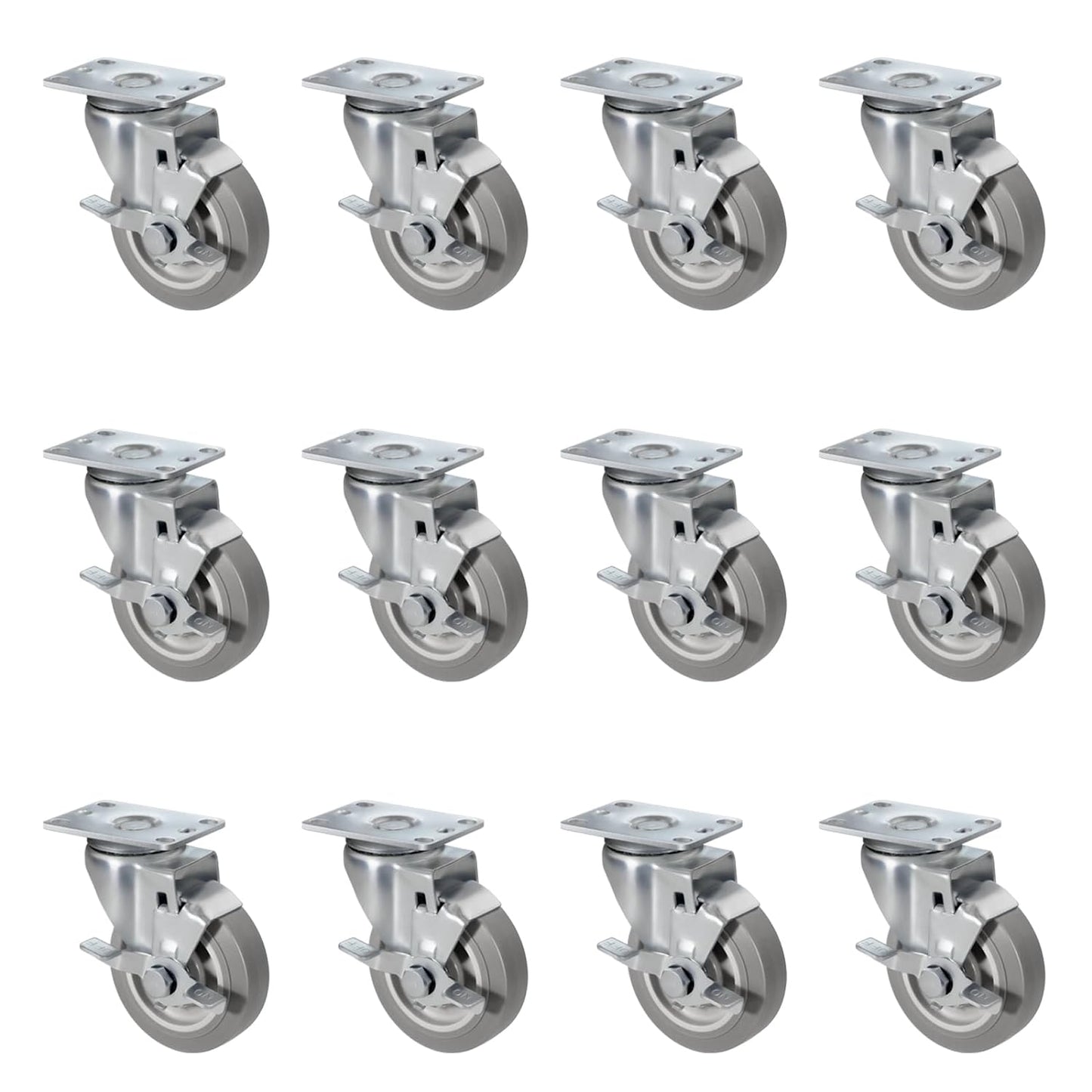 1.5" Wide Heavy Duty Gray Quite Rubber Casters