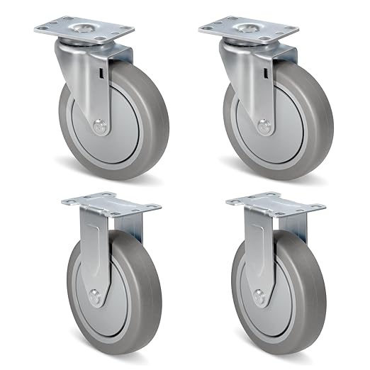 1.5" Wide Heavy Duty Gray Quite Rubber Casters