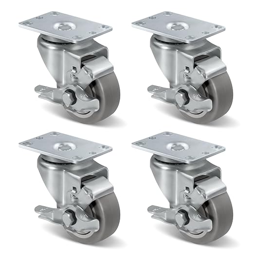 1.5" Wide Heavy Duty Gray Quite Rubber Casters