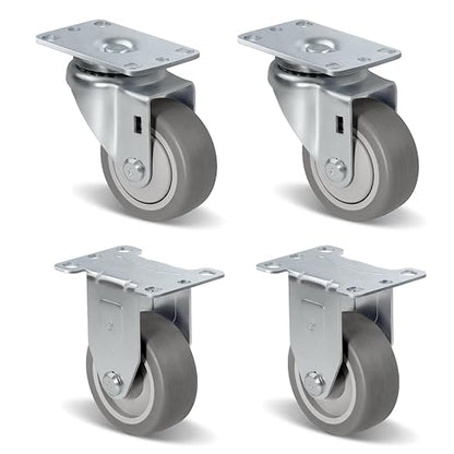 1.5" Wide Heavy Duty Gray Quite Rubber Casters