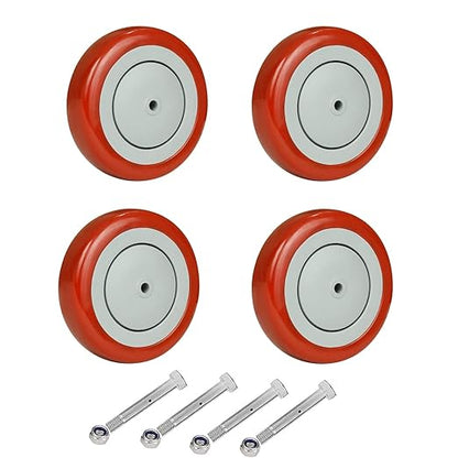 5" Polyurethane Shopping Cart Wheels Replacement Casters Wheels for Cart, 5/16" and 3/8"Axle 1200lbs Total Capacity