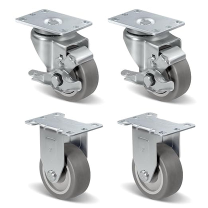 1.5" Wide Heavy Duty Gray Quite Rubber Casters