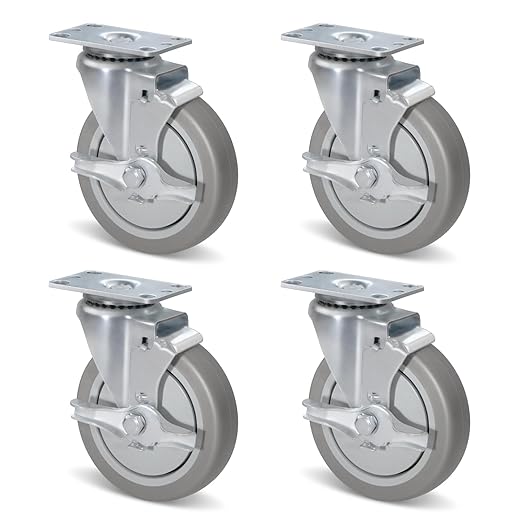 1.5" Wide Heavy Duty Gray Quite Rubber Casters