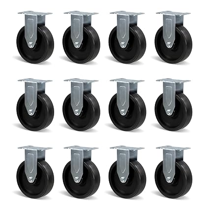 Polyolefin Heavy Duty Caster Wheels with Brake,Rigid,Swivel, Set of 4 Loading Capacity 1000LB Total for Cart Furniture