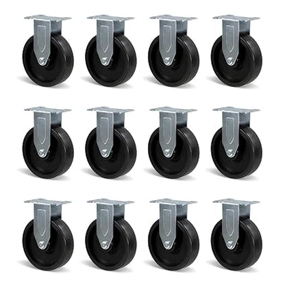 Polyolefin Heavy Duty Caster Wheels with Brake,Rigid,Swivel, Set of 4 Loading Capacity 1000LB Total for Cart Furniture