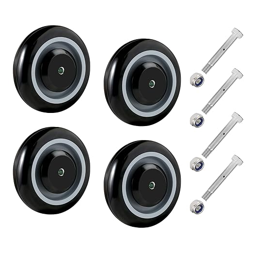 5" Polyurethane Shopping Cart Wheels Replacement Casters 3500lbs Total Capacity 5/16“ Bore and 3/8" Bore