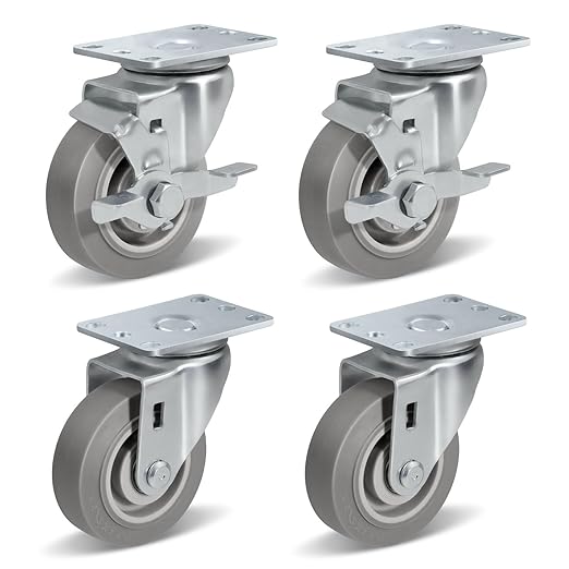 1.5" Wide Heavy Duty Gray Quite Rubber Casters