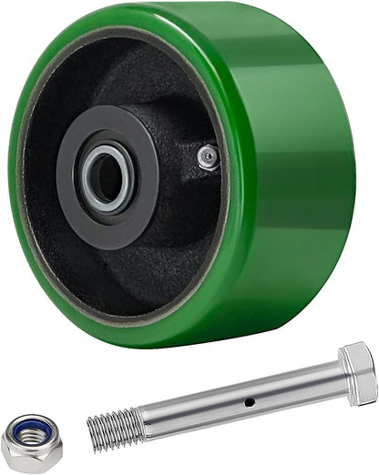 Polyurethane on cast Iron Wheel, Roller Bearing-1/2" Bore 800 lbs Capacity per Wheel, Heavy Duty Caster Wheel for Industrial/Commercial(Green)