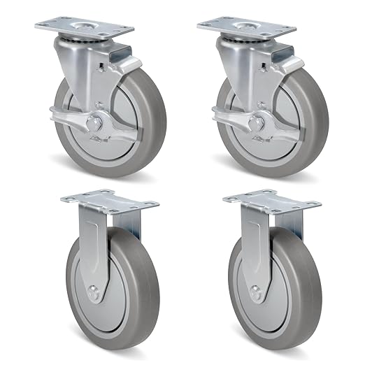 1.5" Wide Heavy Duty Gray Quite Rubber Casters