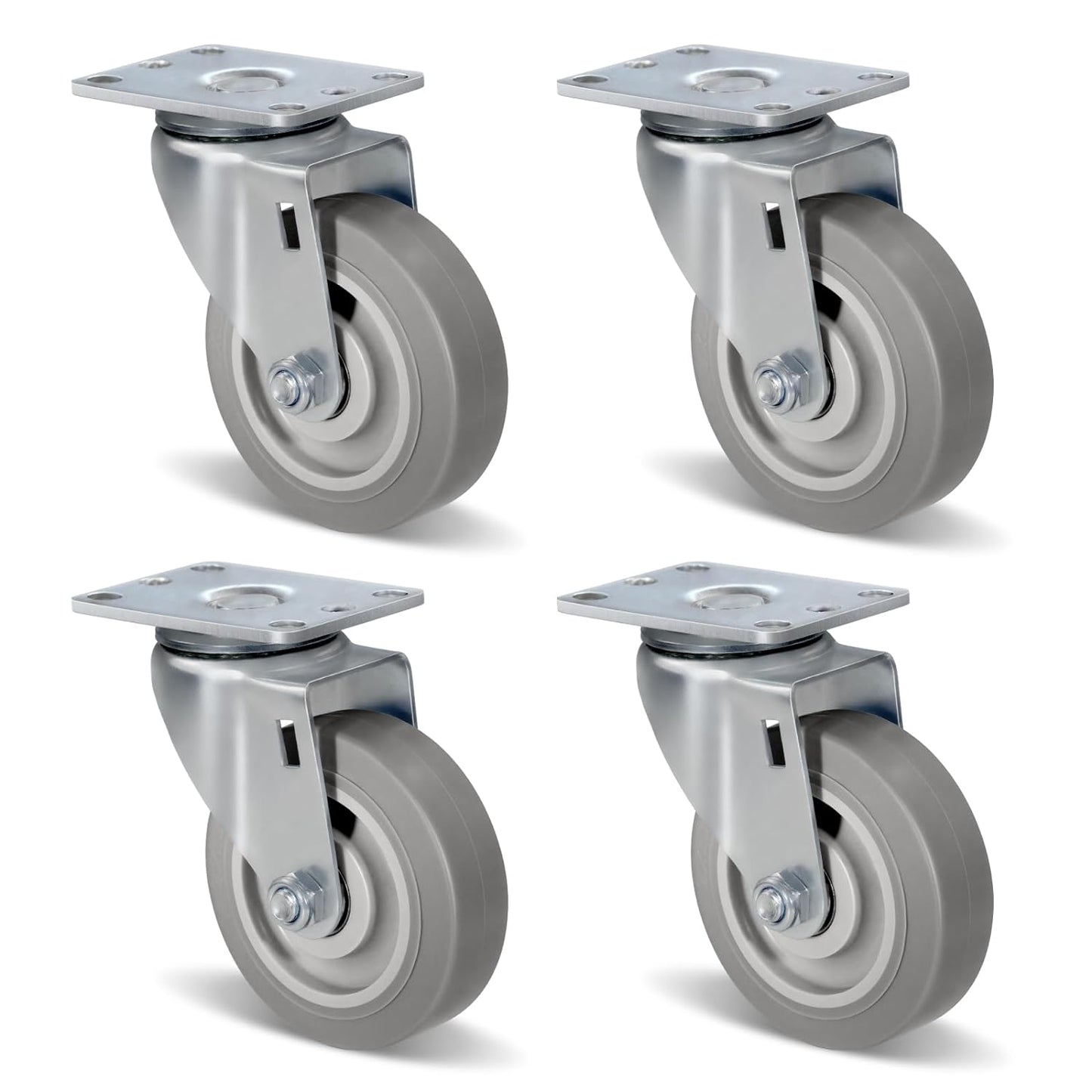 1.5" Wide Heavy Duty Gray Quite Rubber Casters