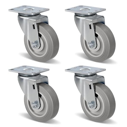 1.5" Wide Heavy Duty Gray Quite Rubber Casters