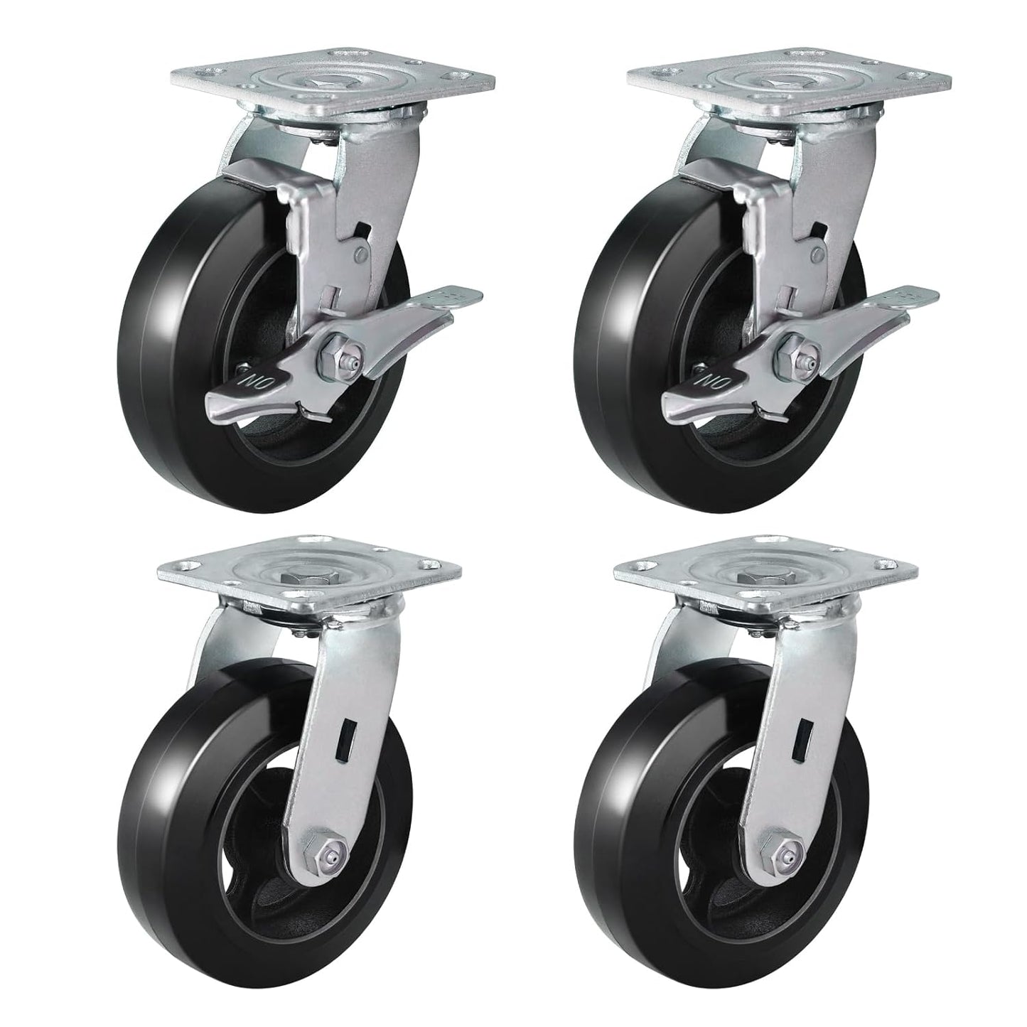 Rubber-Cast Iron Caster Wheels 700 lb Capacity for Heavy-Duty Mobility