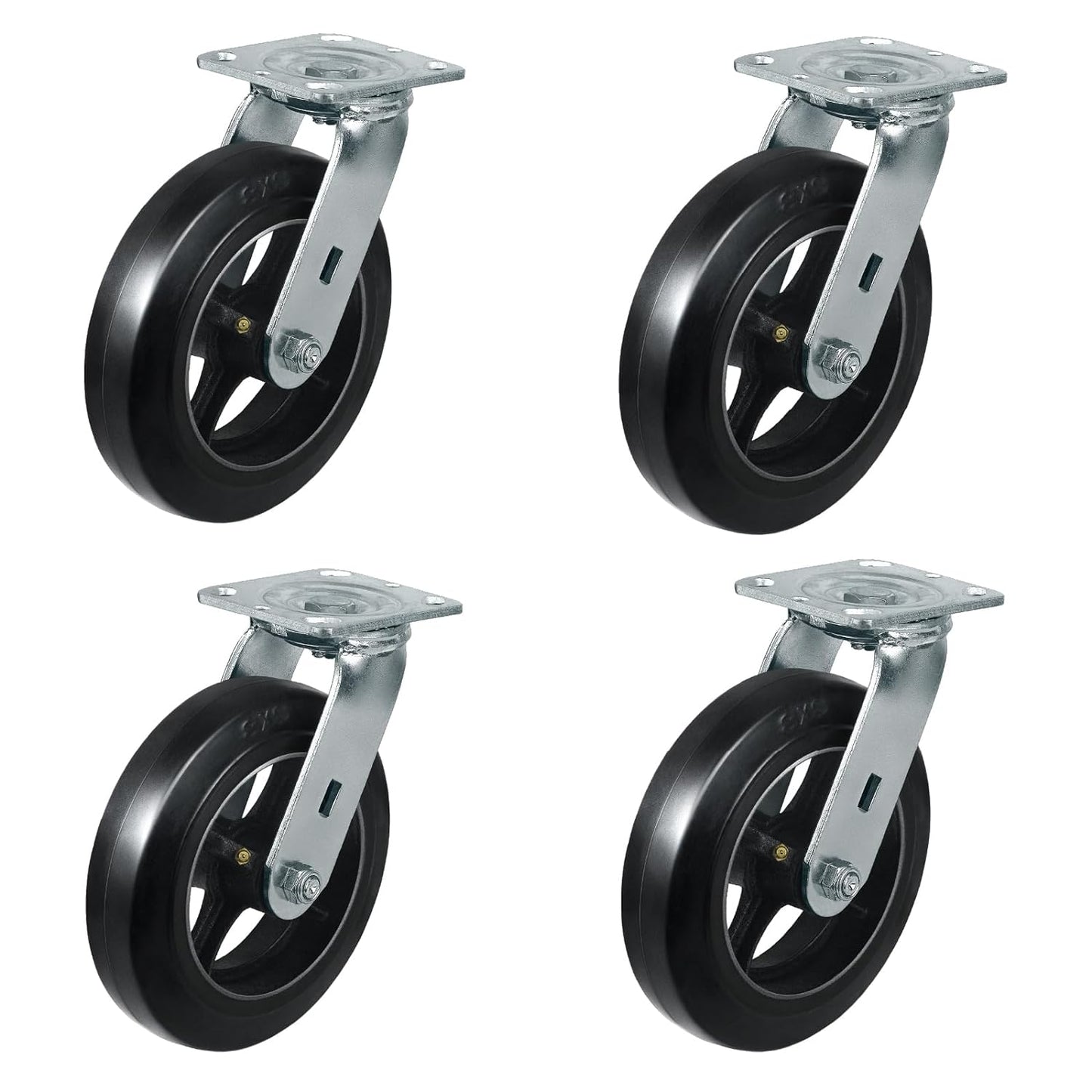 Rubber-Cast Iron Caster Wheels 700 lb Capacity for Heavy-Duty Mobility