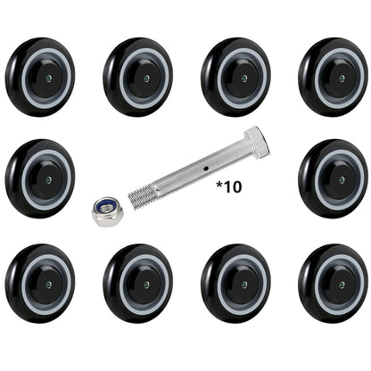 5" Polyurethane Shopping Cart Wheels Replacement Casters 3500lbs Total Capacity 5/16“ Bore and 3/8" Bore