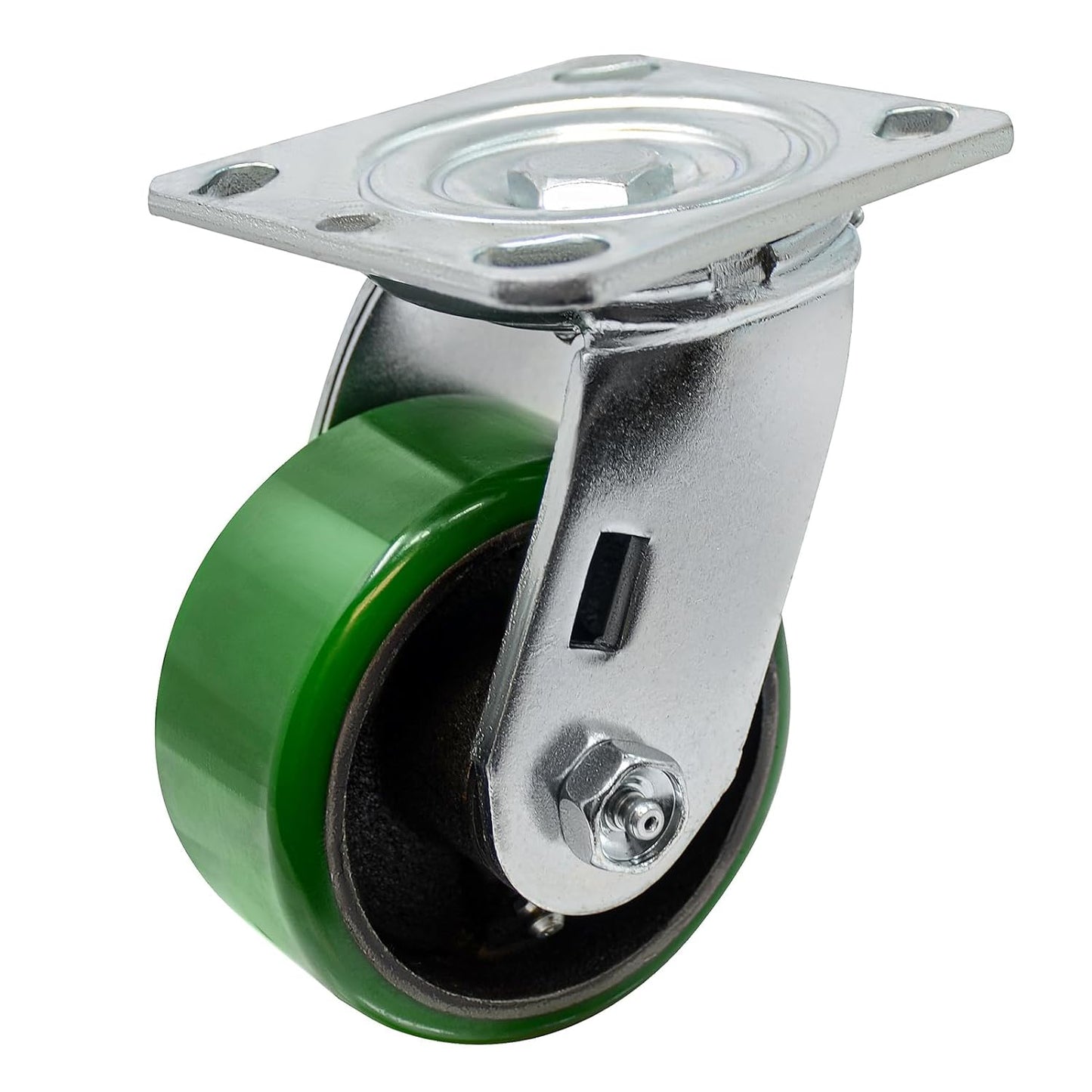 Polyurethane Wheel Swivel Casters,Rigid, Break, Industrial Load Capacity 4800lbs(Green)