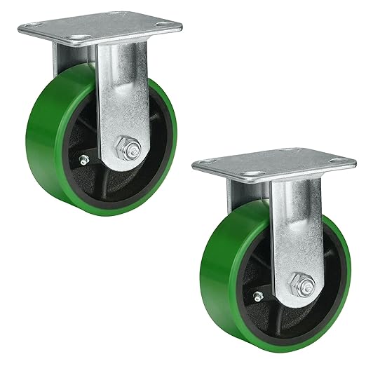 Polyurethane Wheel Swivel Casters,Rigid, Break, Industrial Load Capacity 4800lbs(Green)