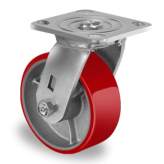 Polyurethane Wheel on Steel Hub, Industrial Brake Caster Heavy Duty with 800 LB Load Capacity, No Noise for Toolbox Workbench