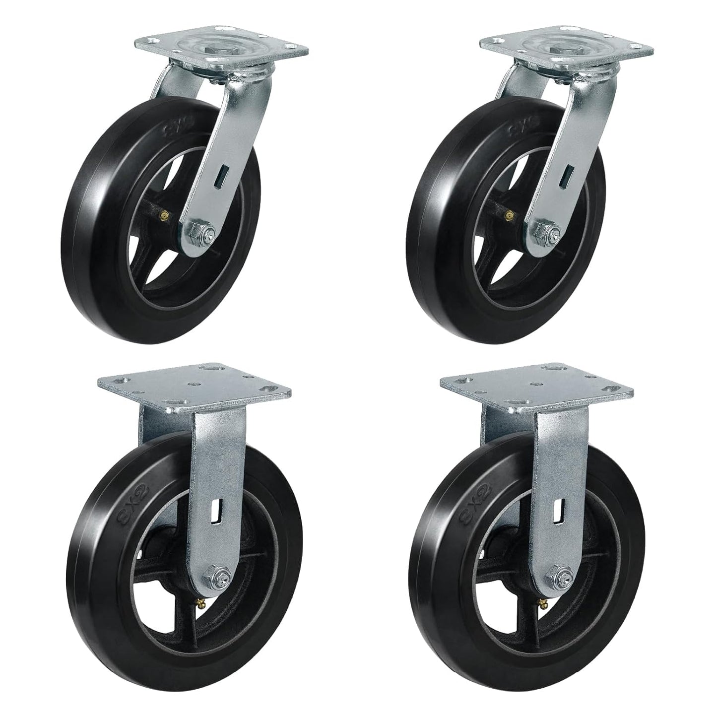 Rubber-Cast Iron Caster Wheels 700 lb Capacity for Heavy-Duty Mobility