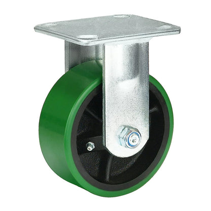 Polyurethane Wheel Swivel Casters,Rigid, Break, Industrial Load Capacity 4800lbs(Green)