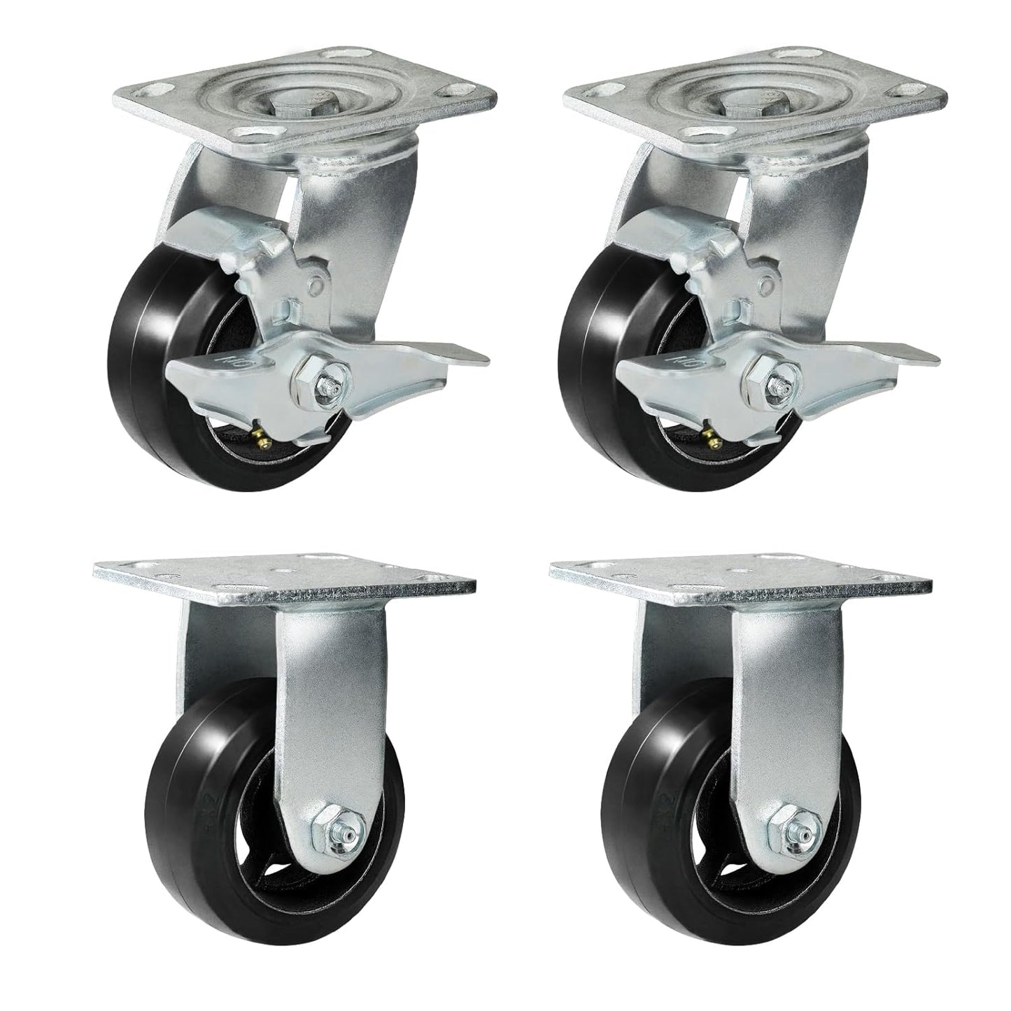 Rubber-Cast Iron Caster Wheels 700 lb Capacity for Heavy-Duty Mobility