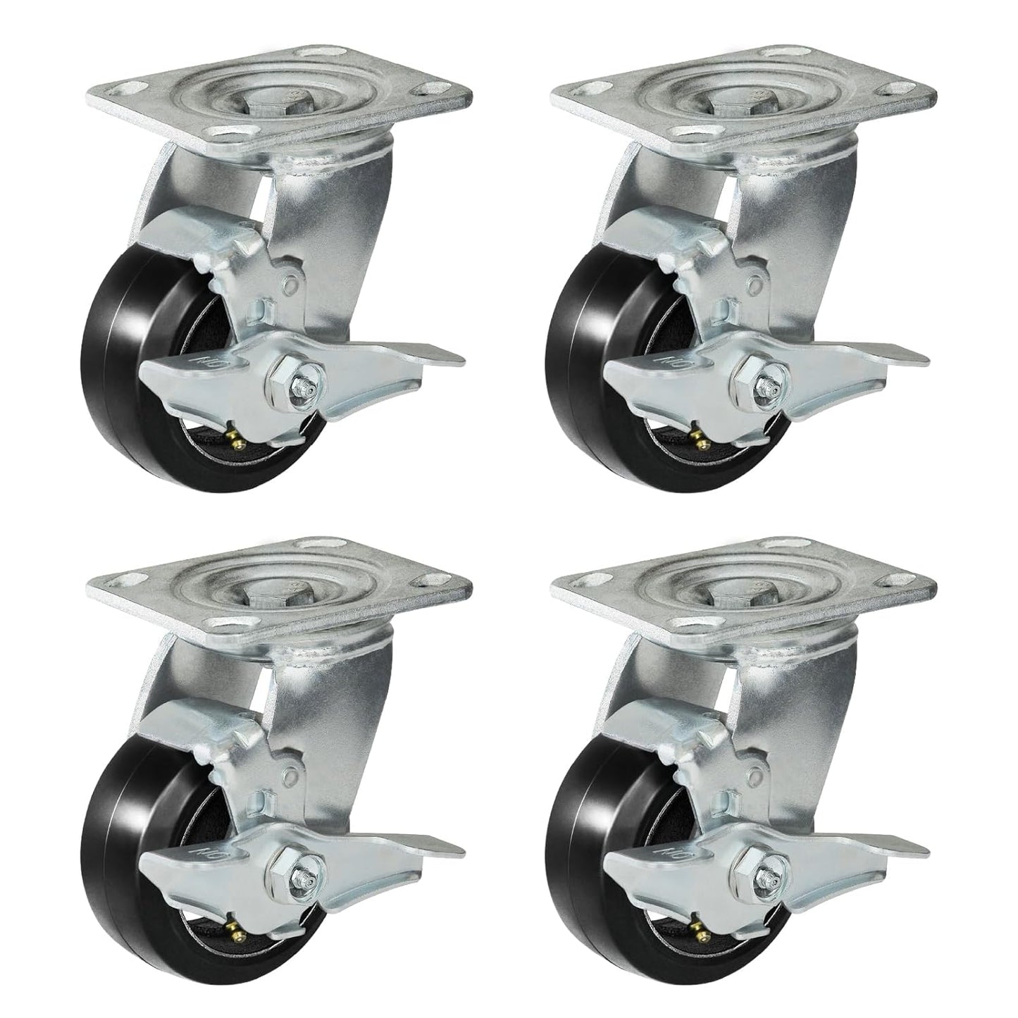 Rubber-Cast Iron Caster Wheels 700 lb Capacity for Heavy-Duty Mobility