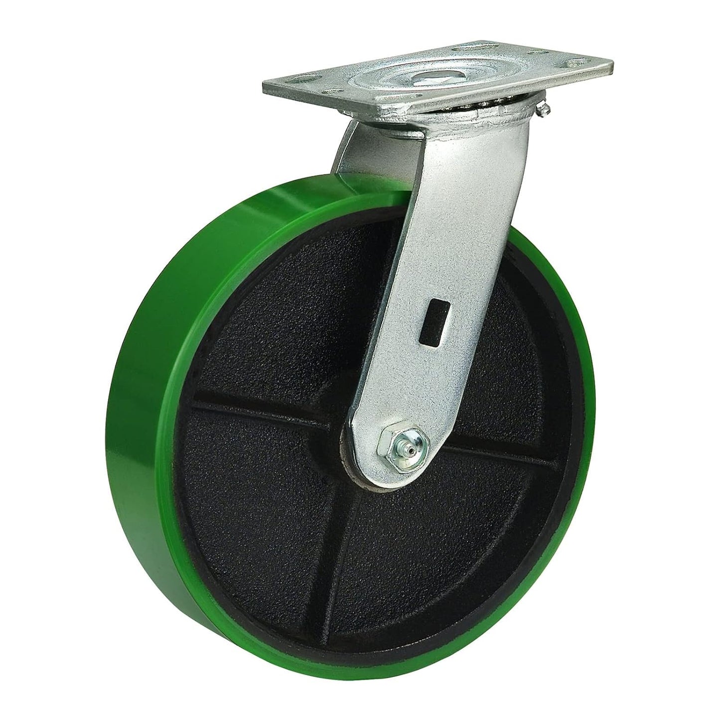 Polyurethane Wheel Swivel Casters,Rigid, Break, Industrial Load Capacity 4800lbs(Green)