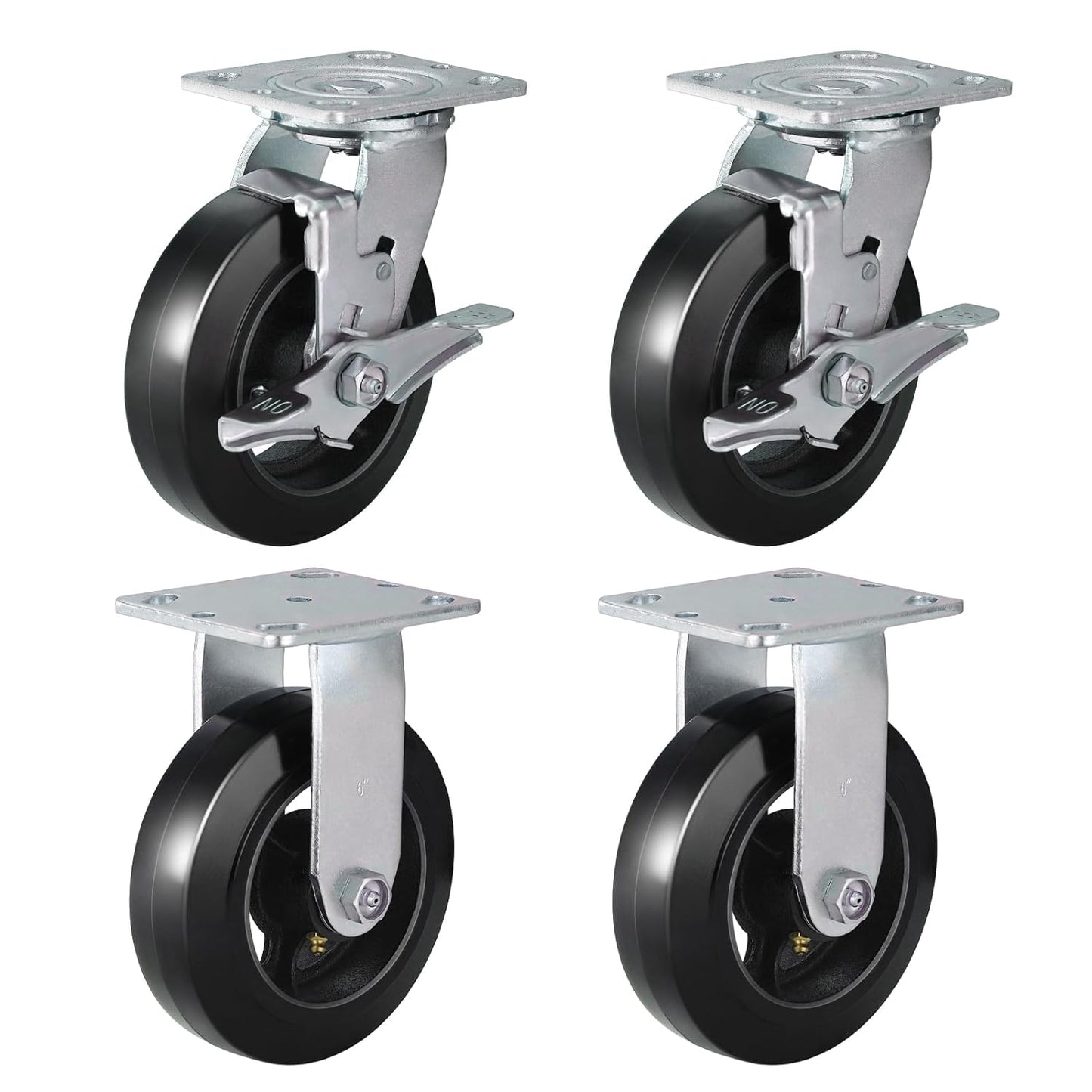 Rubber-Cast Iron Caster Wheels 700 lb Capacity for Heavy-Duty Mobility