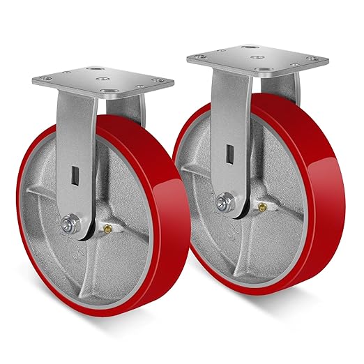 Polyurethane Wheel on Steel Hub, Industrial Brake Caster Heavy Duty with 800 LB Load Capacity, No Noise for Toolbox Workbench