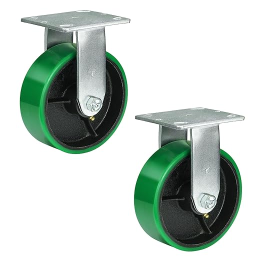 Polyurethane Wheel Swivel Casters,Rigid, Break, Industrial Load Capacity 4800lbs(Green)