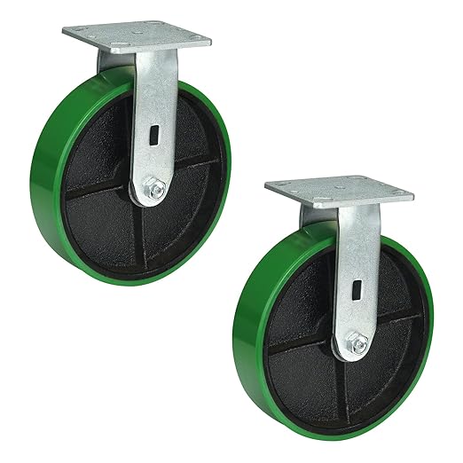 Polyurethane Wheel Swivel Casters,Rigid, Break, Industrial Load Capacity 4800lbs(Green)