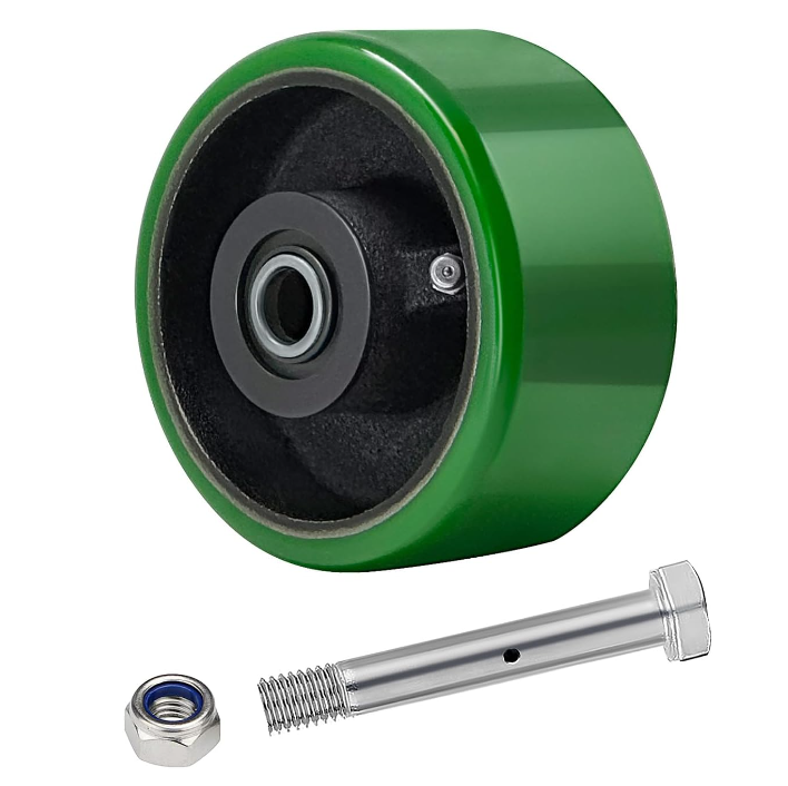 Polyurethane on cast Iron Wheel, Roller Bearing-1/2" Bore 800 lbs Capacity per Wheel, Heavy Duty Caster Wheel for Industrial/Commercial(Green)