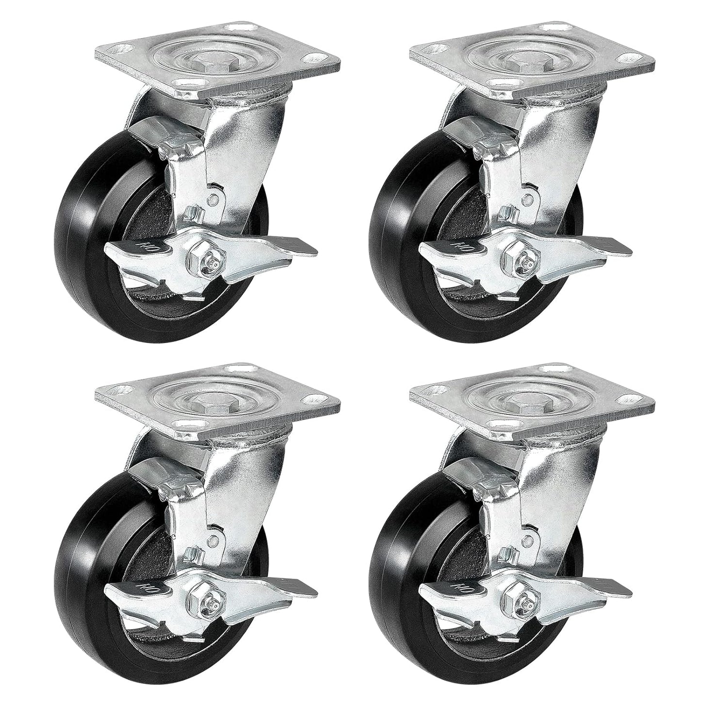 Rubber-Cast Iron Caster Wheels 700 lb Capacity for Heavy-Duty Mobility