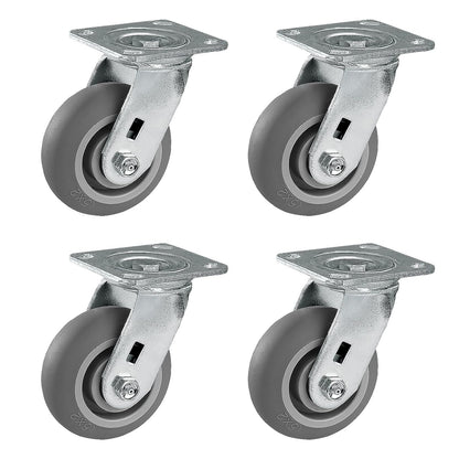 Thermoplastic Rubber Wheels(Crown Tread) -Heavy Duty Caster Wheels for Furniture Platform Trucks Workbench Total 2000 LB Capacity