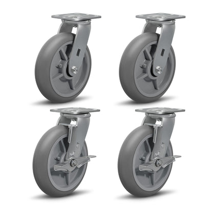 Thermoplastic Rubber Wheels(Crown Tread) -Heavy Duty Caster Wheels for Furniture Platform Trucks Workbench