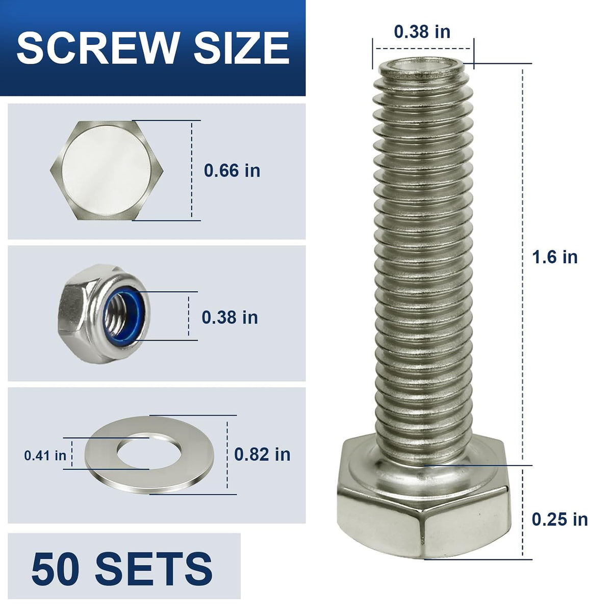 3/8"-1/2" Hex Lag Screw Kit for Caster Installation, 16 Lag Screws, Heavy Duty Zinc-Plated Wood Screws, Fits One Complete Set of 4 Plate Casters for Wood Workbenches, Carts & Furniture（4 Set）