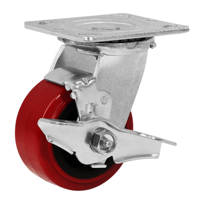 Polyurethane Tread on Polypropylene Core (RED) Heavy Duty Casters with 1200lbs Capacity, Widely Used in Platform Trucks, Furniture, Workbench, Tool Box   You