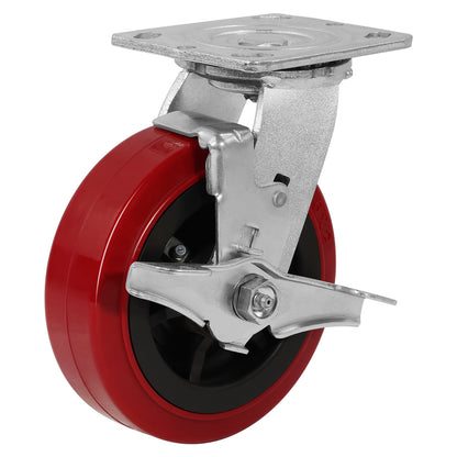 Polyurethane Tread on Polypropylene Core (RED) Heavy Duty Casters with 1200lbs Capacity, Widely Used in Platform Trucks, Furniture, Workbench, Tool Box   You