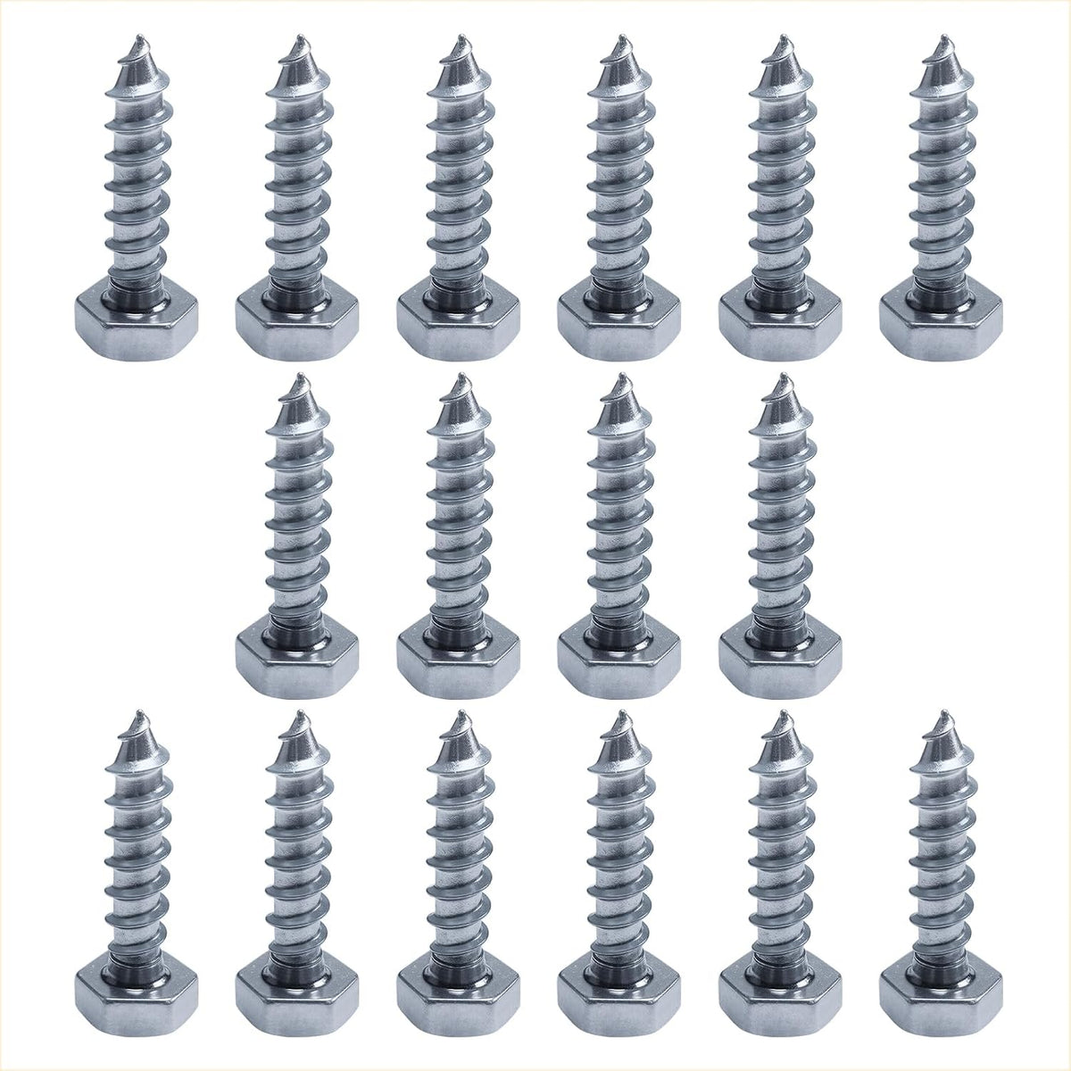 3/8"-1/2" Hex Lag Screw Kit for Caster Installation, 16 Lag Screws, Heavy Duty Zinc-Plated Wood Screws, Fits One Complete Set of 4 Plate Casters for Wood Workbenches, Carts & Furniture（4 Set）