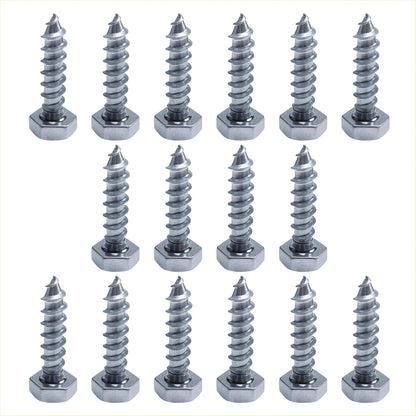 3/8"-1/2" Hex Lag Screw Kit for Caster Installation, 16 Lag Screws, Heavy Duty Zinc-Plated Wood Screws, Fits One Complete Set of 4 Plate Casters for Wood Workbenches, Carts & Furniture（4 Set）