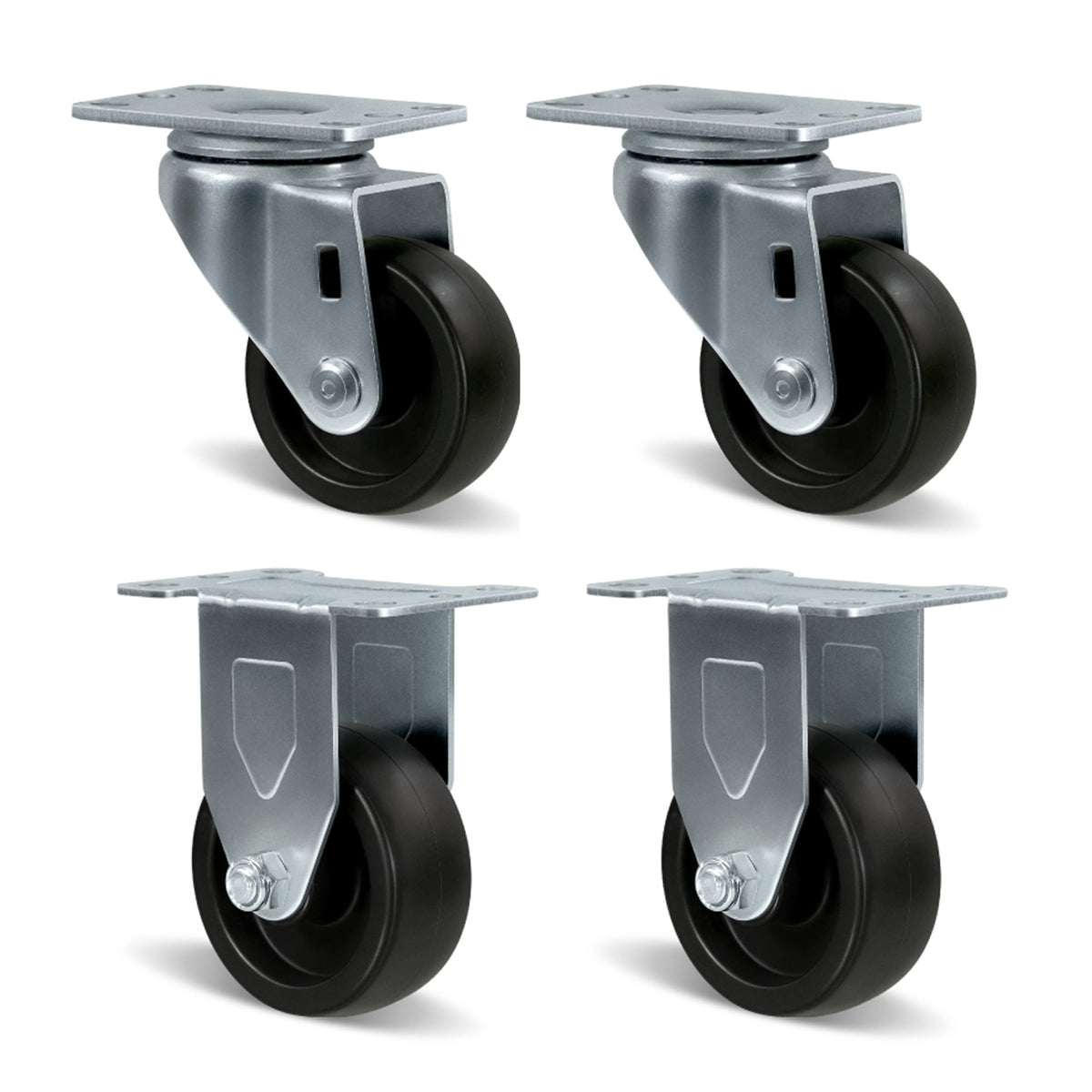 Casters, Heavy Duty Casters, Polyolefin Caster Wheels for Cart Furniture,Capacity up to 250lbs-350lbs per caster.