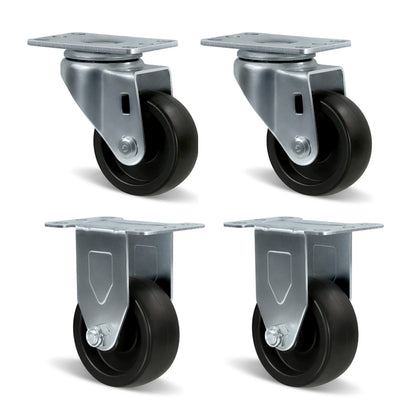 Casters, Heavy Duty Casters, Polyolefin Caster Wheels for Cart Furniture,Capacity up to 250lbs-350lbs per caster.
