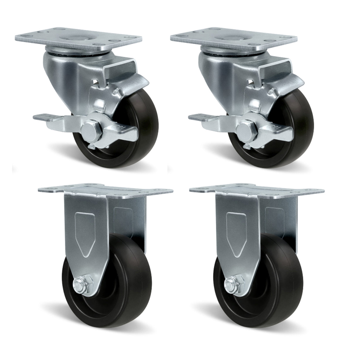 Casters, Heavy Duty Casters, Polyolefin Caster Wheels for Cart Furniture,Capacity up to 250lbs-350lbs per caster.