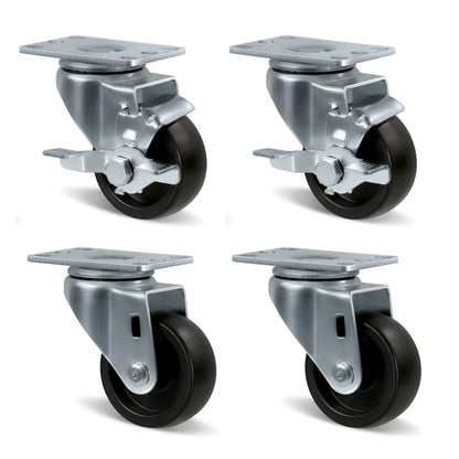 Casters, Heavy Duty Casters, Polyolefin Caster Wheels for Cart Furniture,Capacity up to 250lbs-350lbs per caster.