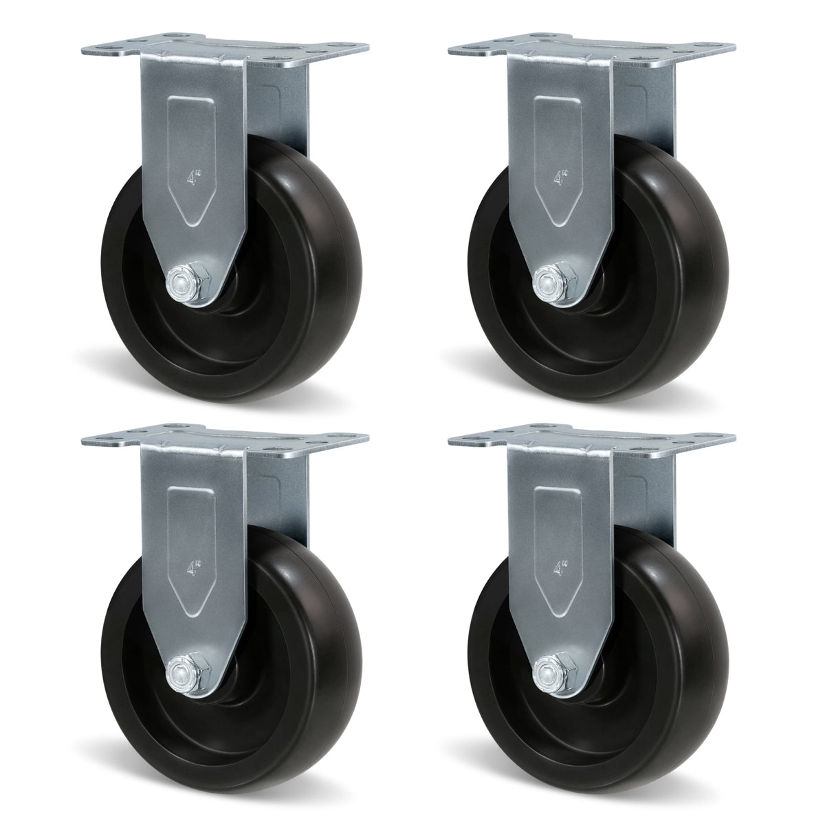 Casters, Heavy Duty Casters, Polyolefin Caster Wheels for Cart Furniture,Capacity up to 250lbs-350lbs per caster.