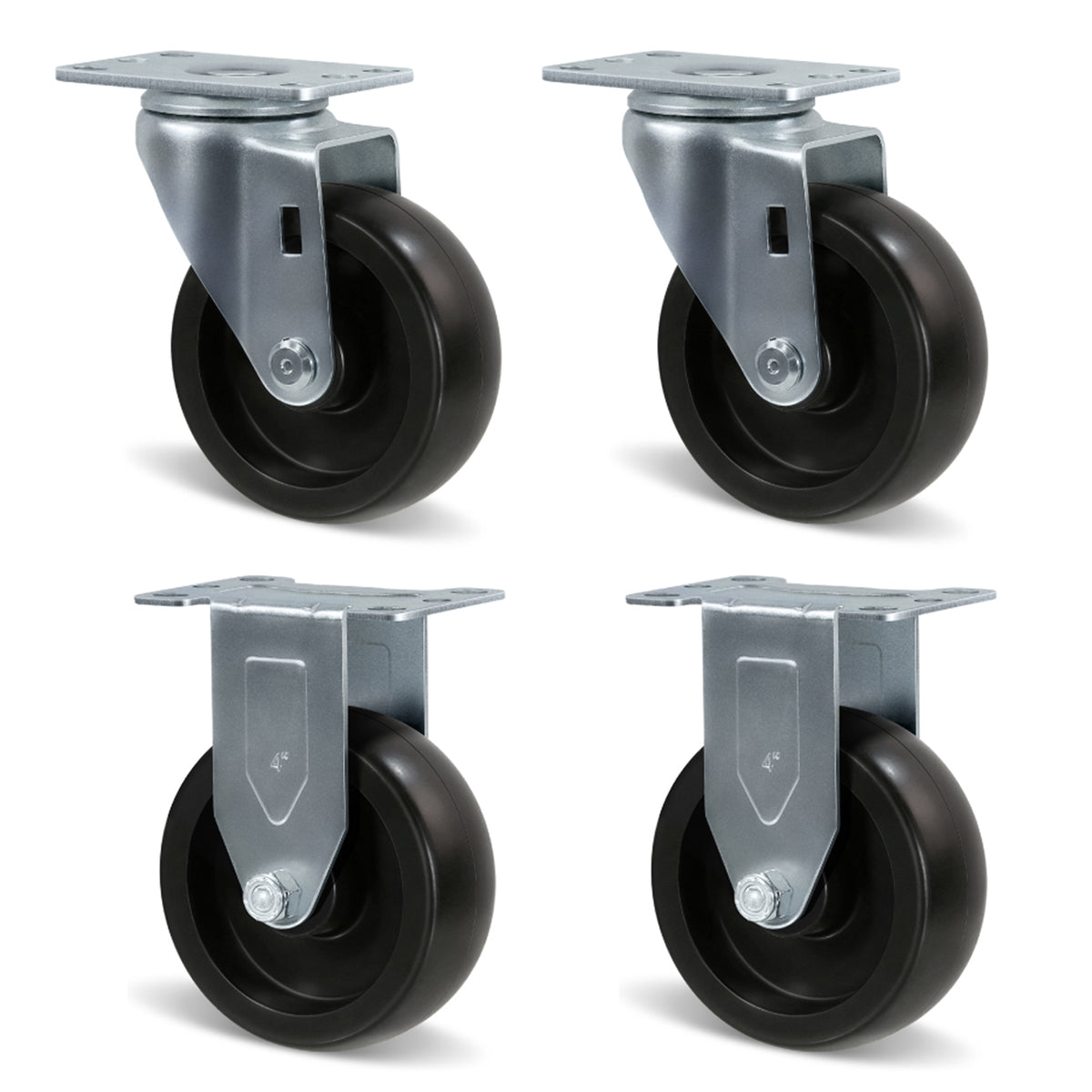 Casters, Heavy Duty Casters, Polyolefin Caster Wheels for Cart Furniture,Capacity up to 250lbs-350lbs per caster.