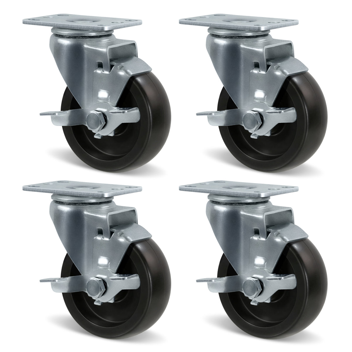 Casters, Heavy Duty Casters, Polyolefin Caster Wheels for Cart Furniture,Capacity up to 250lbs-350lbs per caster.