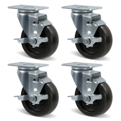 Casters, Heavy Duty Casters, Polyolefin Caster Wheels for Cart Furniture,Capacity up to 250lbs-350lbs per caster.