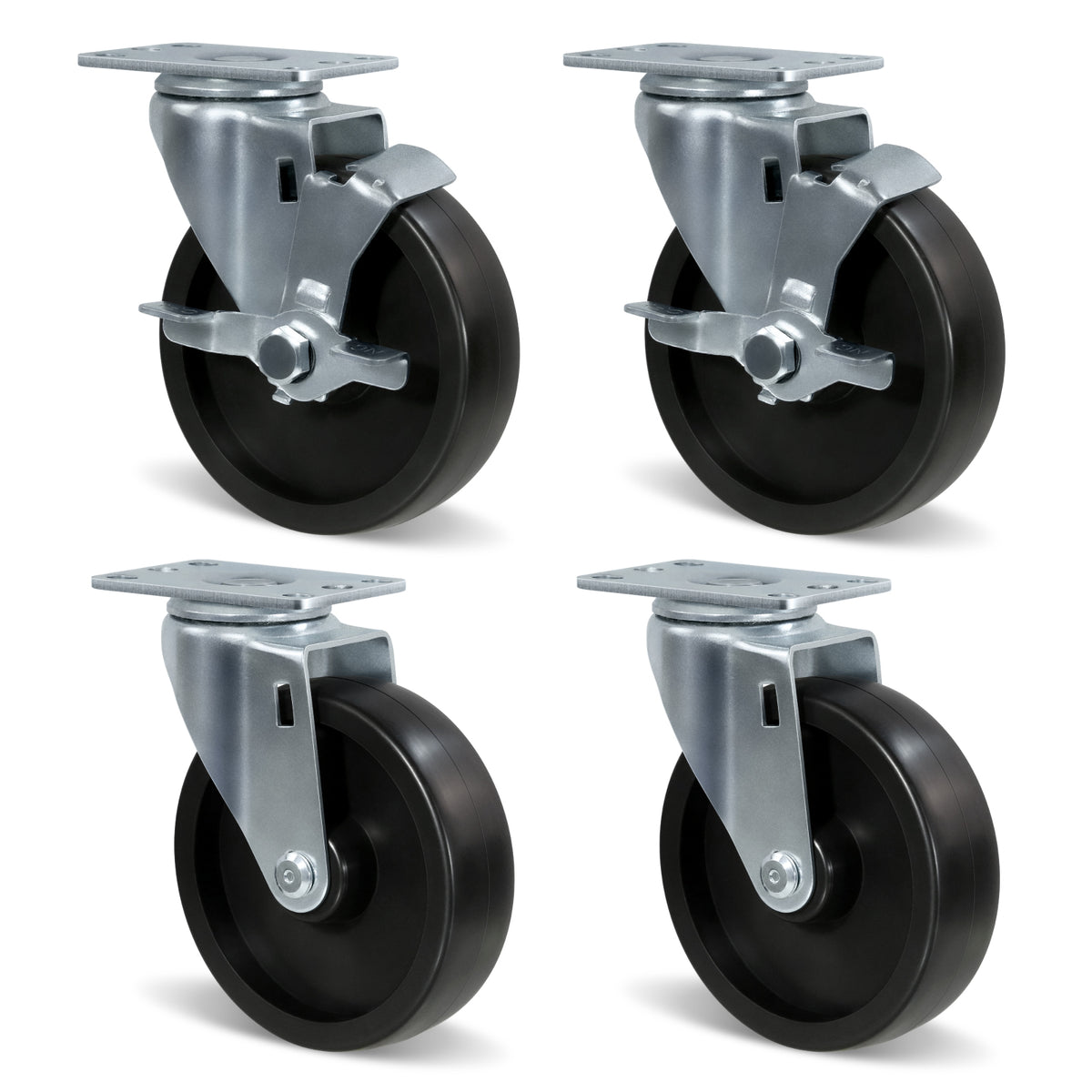 Casters, Heavy Duty Casters, Polyolefin Caster Wheels for Cart Furniture,Capacity up to 250lbs-350lbs per caster.
